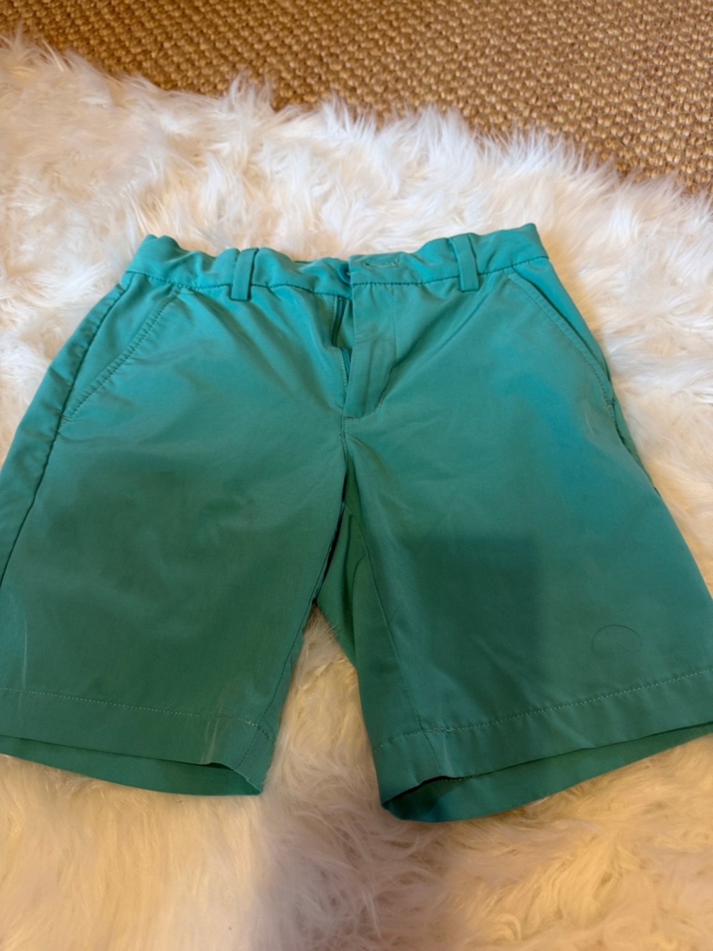 Vineyard Vines Boys Teal Green performance golf Shorts